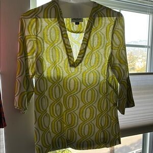 Lesley Evers Green Patterned Women's Top